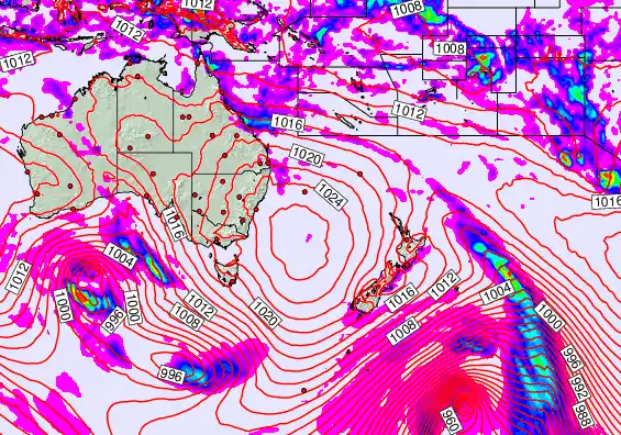 South West Pacific forecast chart for Tuesday, March 31st, 2026 at 12:00 AM