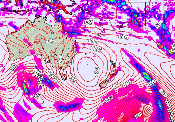 South West Pacific forecast chart for Tuesday, March 31st, 2026 at 6:00 AM