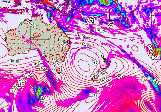 South West Pacific forecast chart for Tuesday, March 31st, 2026 at 6:00 PM