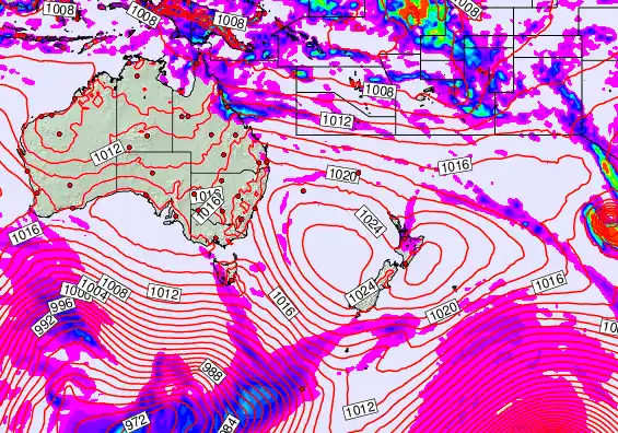 South West Pacific forecast chart for Wednesday, April 1st, 2026 at 6:00 AM