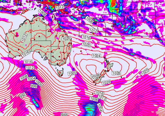 South West Pacific forecast chart for Wednesday, April 1st, 2026 at 6:00 PM