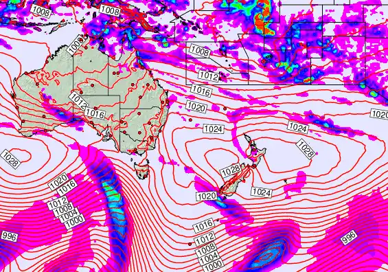 South West Pacific forecast chart for Thursday, April 2nd, 2026 at 6:00 AM