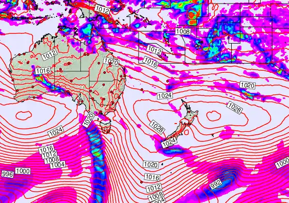 South West Pacific forecast chart for Thursday, April 2nd, 2026 at 12:00 PM