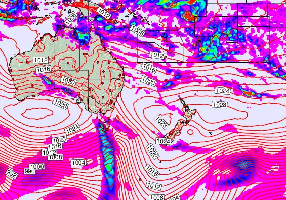South West Pacific forecast chart for Thursday, April 2nd, 2026 at 6:00 PM