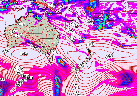 South West Pacific forecast chart for Friday, April 3rd, 2026 at 12:00 AM