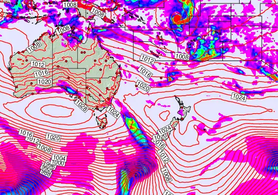 South West Pacific forecast chart for Friday, April 3rd, 2026 at 6:00 AM