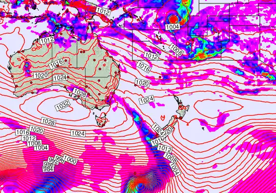 South West Pacific forecast chart for Friday, April 3rd, 2026 at 12:00 PM