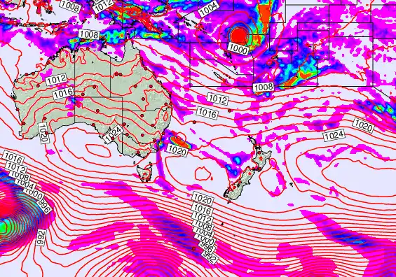 South West Pacific forecast chart for Saturday, April 4th, 2026 at 6:00 PM