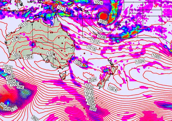 South West Pacific forecast chart for Sunday, April 5th, 2026 at 12:00 AM