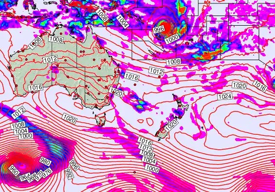 South West Pacific forecast chart for Sunday, April 5th, 2026 at 6:00 AM