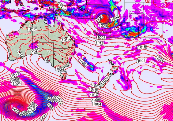 South West Pacific forecast chart for Sunday, April 5th, 2026 at 12:00 PM