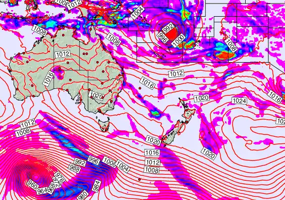 South West Pacific forecast chart for Sunday, April 5th, 2026 at 6:00 PM