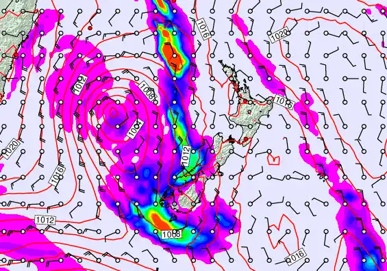 New Zealand forecast chart for Sunday, March 29th, 2026 at 12:00 AM