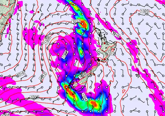 New Zealand forecast chart for Sunday, March 29th, 2026 at 6:00 AM