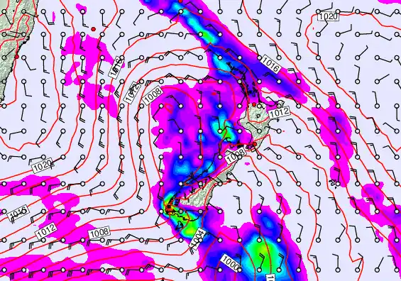 New Zealand forecast chart for Sunday, March 29th, 2026 at 12:00 PM