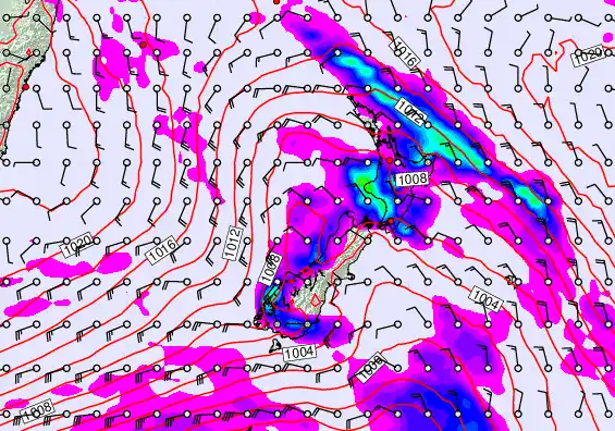 New Zealand forecast chart for Sunday, March 29th, 2026 at 6:00 PM