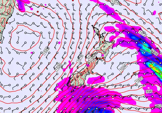 New Zealand forecast chart for Monday, March 30th, 2026 at 12:00 PM