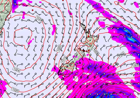 New Zealand forecast chart for Monday, March 30th, 2026 at 6:00 PM