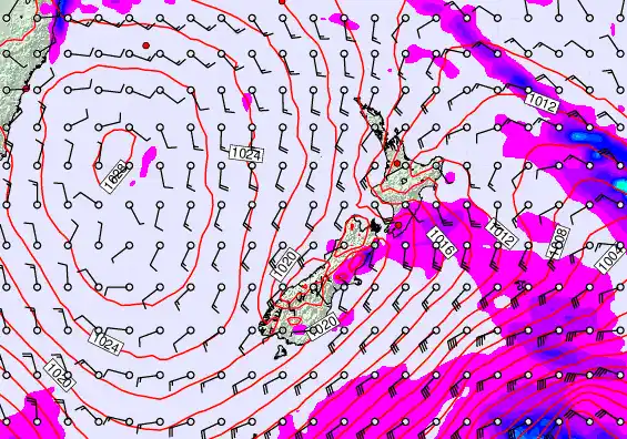 New Zealand forecast chart for Tuesday, March 31st, 2026 at 12:00 AM