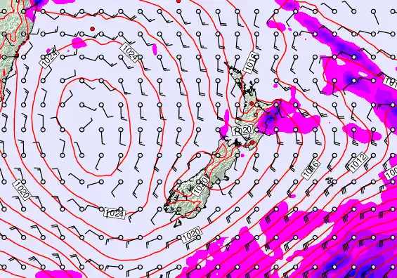 New Zealand forecast chart for Tuesday, March 31st, 2026 at 6:00 AM