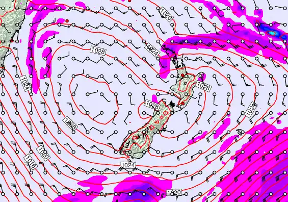 New Zealand forecast chart for Wednesday, April 1st, 2026 at 12:00 AM