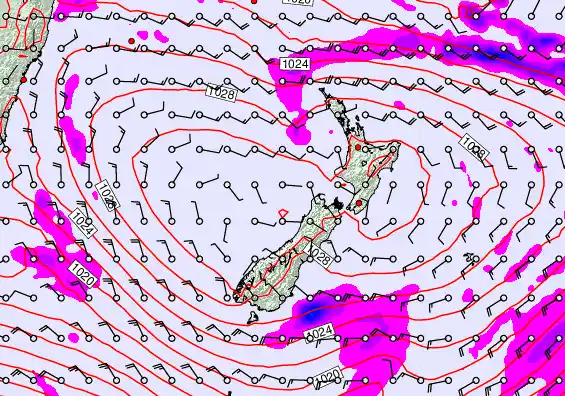 New Zealand forecast chart for Wednesday, April 1st, 2026 at 12:00 PM