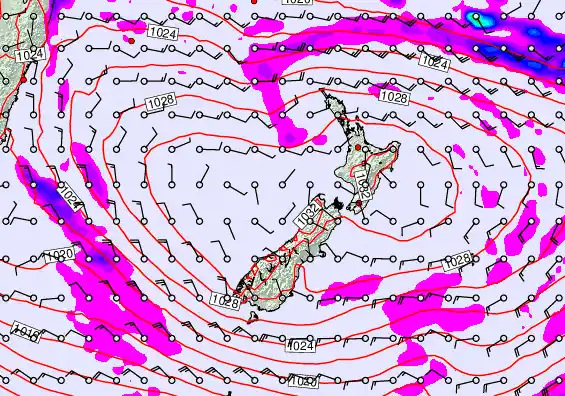 New Zealand forecast chart for Wednesday, April 1st, 2026 at 6:00 PM