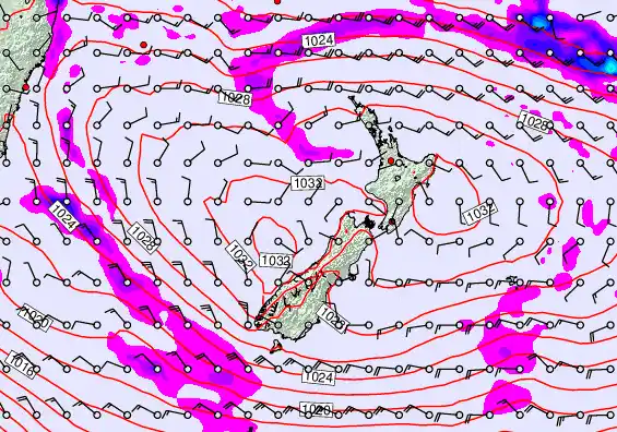 New Zealand forecast chart for Thursday, April 2nd, 2026 at 12:00 AM