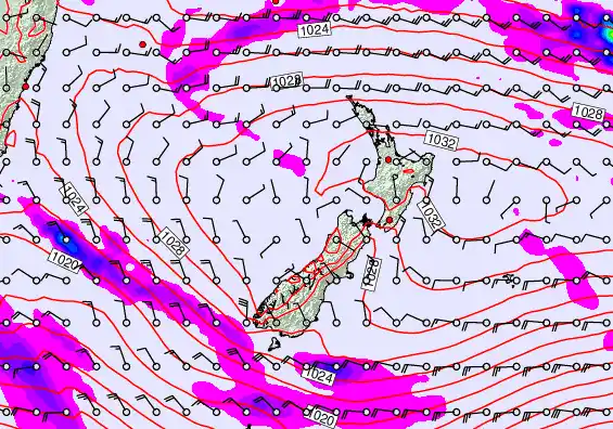 New Zealand forecast chart for Thursday, April 2nd, 2026 at 12:00 PM