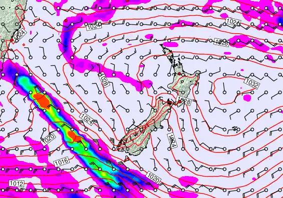New Zealand forecast chart for Friday, April 3rd, 2026 at 12:00 AM