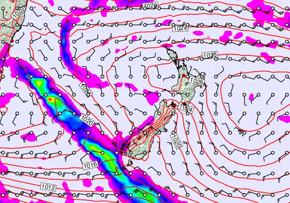 New Zealand forecast chart for Friday, April 3rd, 2026 at 6:00 AM