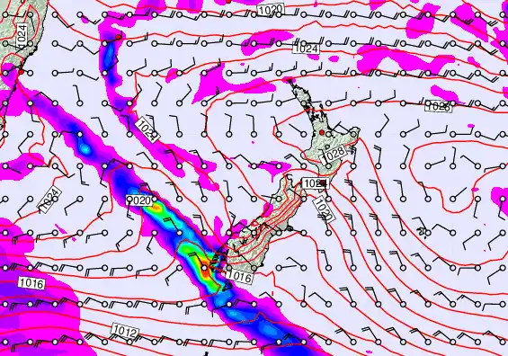 New Zealand forecast chart for Friday, April 3rd, 2026 at 12:00 PM