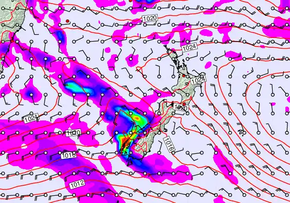 New Zealand forecast chart for Saturday, April 4th, 2026 at 12:00 AM