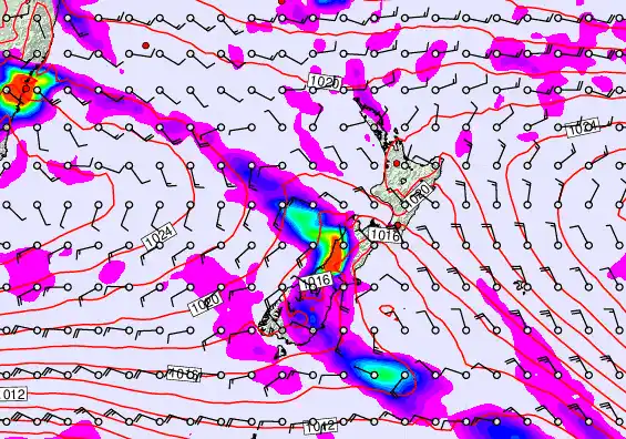 New Zealand forecast chart for Saturday, April 4th, 2026 at 12:00 PM