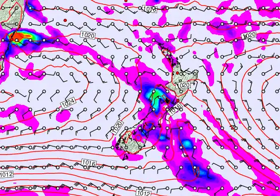 New Zealand forecast chart for Saturday, April 4th, 2026 at 6:00 PM