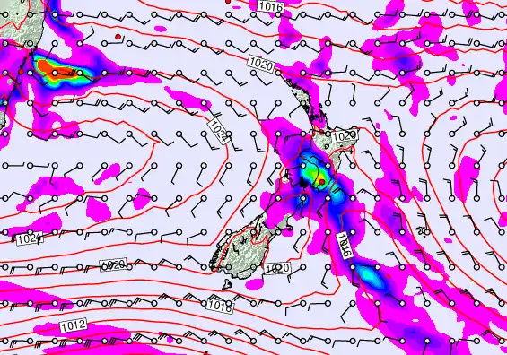 New Zealand forecast chart for Sunday, April 5th, 2026 at 12:00 AM