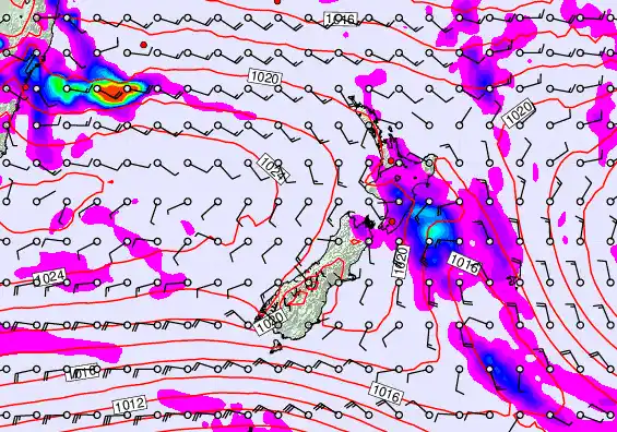 New Zealand forecast chart for Sunday, April 5th, 2026 at 6:00 AM