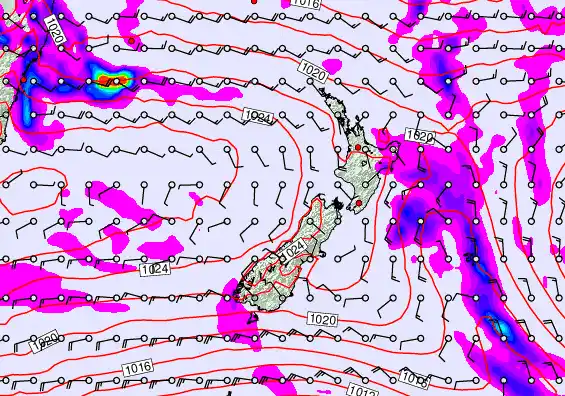 New Zealand forecast chart for Sunday, April 5th, 2026 at 12:00 PM