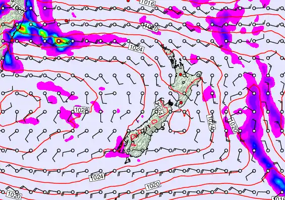 New Zealand forecast chart for Monday, April 6th, 2026 at 12:00 AM