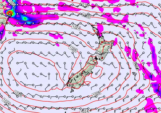 New Zealand forecast chart for Monday, April 6th, 2026 at 12:00 PM