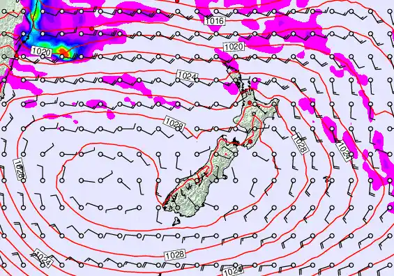 New Zealand forecast chart for Monday, April 6th, 2026 at 6:00 PM