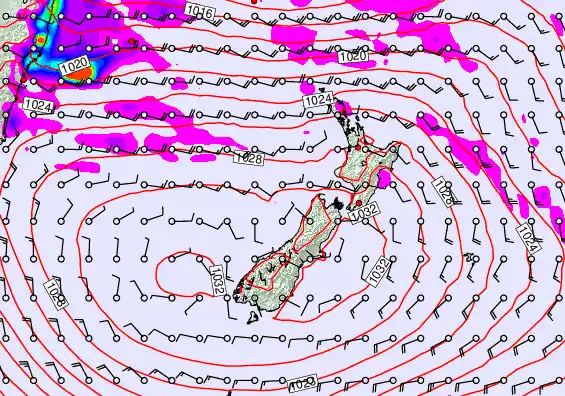 New Zealand forecast chart for Tuesday, April 7th, 2026 at 12:00 AM