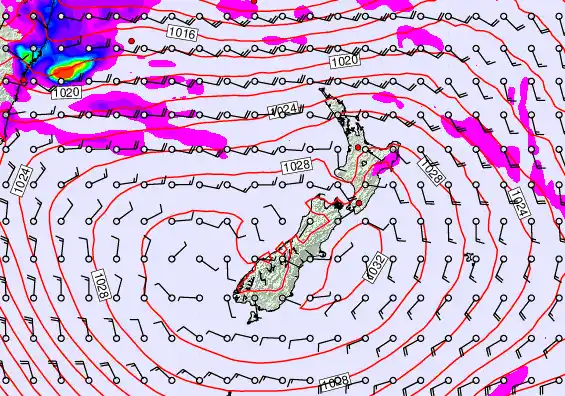 New Zealand forecast chart for Tuesday, April 7th, 2026 at 6:00 AM