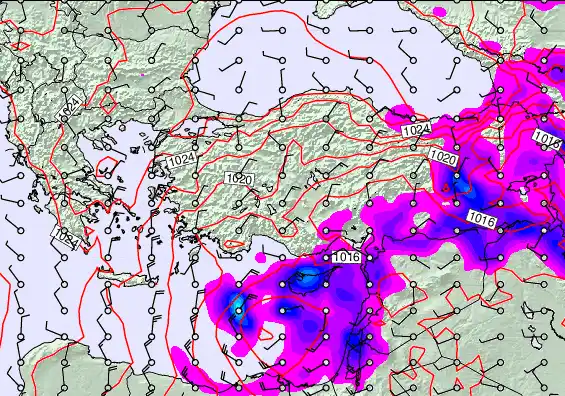 Turkey forecast chart for Tuesday, April 7th, 2026 at 12:00 PM