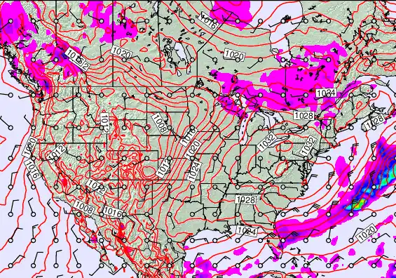 USA forecast chart for Sunday, March 29th, 2026 at 12:00 AM