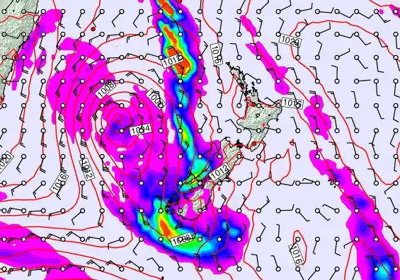 New Zealand forecast chart for Sunday, March 29th, 2026 at 12:00 AM