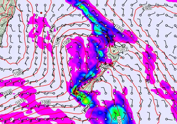 New Zealand forecast chart for Sunday, March 29th, 2026 at 12:00 PM