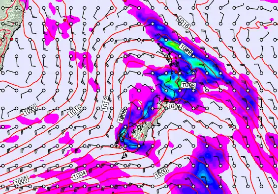 New Zealand forecast chart for Sunday, March 29th, 2026 at 6:00 PM