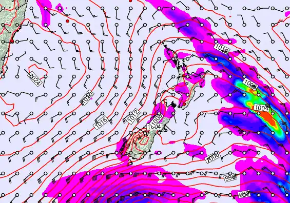 New Zealand forecast chart for Monday, March 30th, 2026 at 6:00 AM