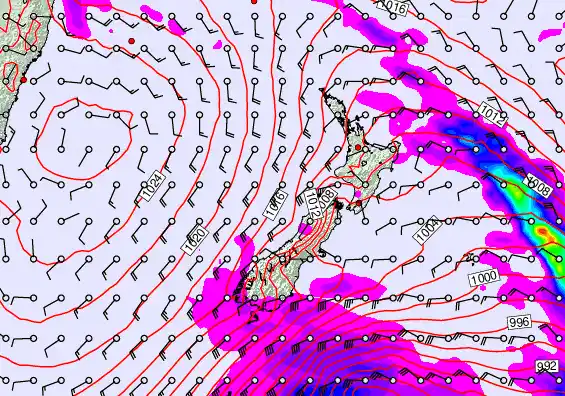 New Zealand forecast chart for Monday, March 30th, 2026 at 12:00 PM
